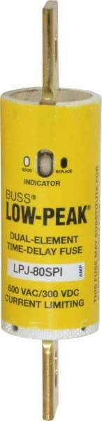 Cooper Bussmann - 300 VDC, 600 VAC, 80 Amp, Time Delay General Purpose Fuse - Bolt-on Mount, 4-5/8" OAL, 100 at DC, 300 at AC (RMS) kA Rating, 1-1/8" Diam - Top Tool & Supply