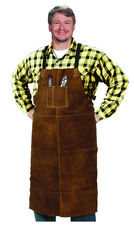 24" x 36" Leather Bib Apron - Split Cowhide - Brown - Top Tool & Supply