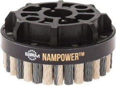 Brush Research Mfg. - 4" 320 Grit Ceramic/Silicon Carbide Tapered Disc Brush - Fine Grade, CNC Adapter Connector, 0.71" Trim Length, 7/8" Arbor Hole - Top Tool & Supply