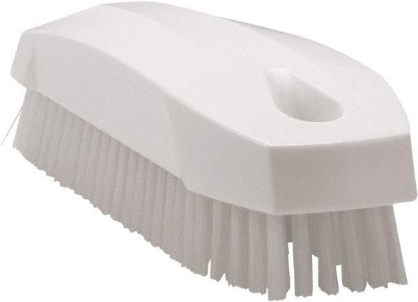 Vikan - 0.7" Bristle Length, Polyester Scrub Brush - 1-1/2" Wide Head, 4-1/2" OAL, White, Polypropylene Block - Top Tool & Supply