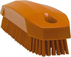 Vikan - 0.7" Bristle Length, Polyester Scrub Brush - 1-1/2" Wide Head, 4-1/2" OAL, Orange, Polypropylene Block - Top Tool & Supply