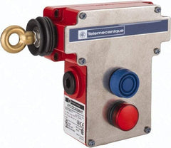 Telemecanique Sensors - 10 Amp, 2NO/2NC Configuration, Rope Operated Limit Switch - Pushbutton Reset, Rope Pull, Pilot Light Indicator, 300 VAC - Top Tool & Supply