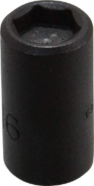 Proto - 1/4" Drive 5/16" Standard Magnetic Impact Socket - 6 Points, 59/64" OAL - Top Tool & Supply