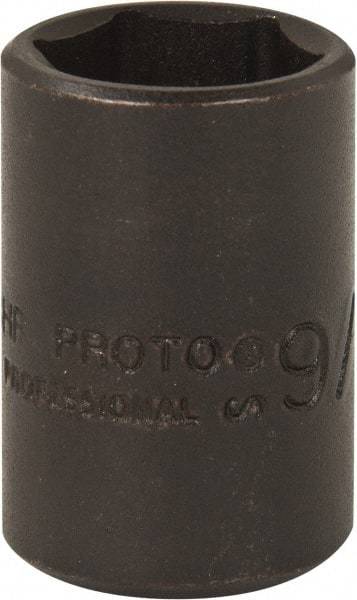 Proto - 3/8" Drive 9/16" Standard Magnetic Impact Socket - 6 Points, 1-3/32" OAL - Top Tool & Supply