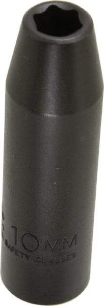 Proto - 1/2" Drive 10mm Deep Thin Wall Impact Socket - 6 Points, 3-1/4" OAL - Top Tool & Supply