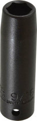 Proto - 1/2" Drive 9/16" Deep Thin Wall Impact Socket - 6 Points, 3-1/4" OAL - Top Tool & Supply