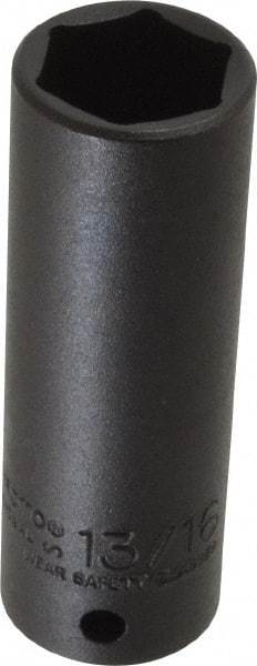 Proto - 1/2" Drive 13/16" Deep Thin Wall Impact Socket - 6 Points, 3-1/4" OAL - Top Tool & Supply