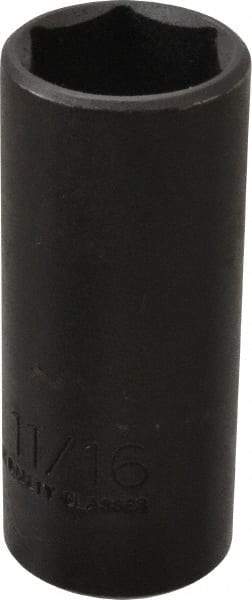 Proto - 3/8" Drive 11/16" Deep Thin Wall Impact Socket - 6 Points, 2-7/32" OAL - Top Tool & Supply