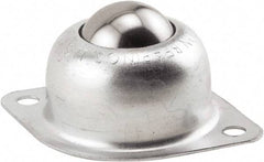 Hudson Bearing - 1 Inch Diameter, Oval, Stainless Steel Ball Transfer - 1.1875 Inch Mount Height, 75 Lb. Capacity - Top Tool & Supply