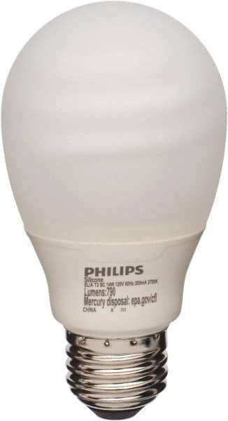 Philips - 14 Watt Fluorescent Residential/Office Medium Screw Lamp - 2,700°K Color Temp, 800 Lumens, 120 Volts, Twister, 8,000 hr Avg Life - Top Tool & Supply