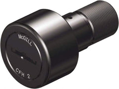 McGill - 1-3/8" Roller Diam x 3/4" Width, 1/2" Stud Diam x 1-1/4" Length, Heavy Stud Cam Follower - Steel, 5/8" Thread Length, 3/4-16 Thread, 2.03" OAL, 3,930 Lb Dynamic Cap, 8,500 Lb Static Cap - Top Tool & Supply