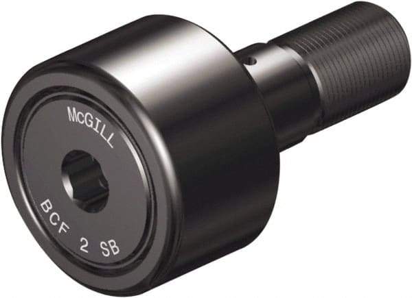 McGill - 1-1/4" Roller Diam x 3/4" Width, 7/16" Stud Diam x 1-1/4" Length, Sealed Self Lubricating Stud Cam Follower with Nonmetallic Bushing and Hex - Steel, 5/8" Thread Length, 1/2-20 Thread, 2.03" OAL - Top Tool & Supply