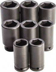 Proto - 8 Piece 3/4" Drive Full Polish Finish Deep Well Impact Socket Set - 6 Points, 1" to 3/4" Range, Inch Measurement Standard - Top Tool & Supply