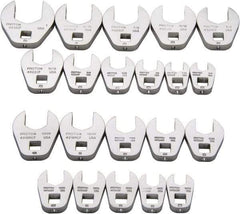 Proto - 20 Piece 3/8" Drive Open End Crowfoot Wrench Set - 3/8 to 1", with N/A - Top Tool & Supply