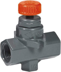 Hayward - 3/8" Pipe, Inline Needle Valve - FPM Seal, Threaded Ends, Grade PVC Cell Class 12454 per ASTM D1784 PVC Valve, 150 Max psi - Top Tool & Supply