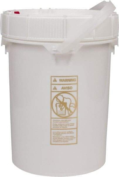 Made in USA - 5 Gal, High-Density Polyethylene Round White Single Pail - Handle & Lid Included - Top Tool & Supply