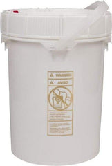 Made in USA - 5 Gal, High-Density Polyethylene Round White Single Pail - Handle & Lid Included - Top Tool & Supply