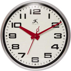 Infinity Insttruments - 13-1/2 Inch Diameter, Off White Face, Dial Wall Clock - Analog Display, Silver Case, Runs on AA Battery - Top Tool & Supply