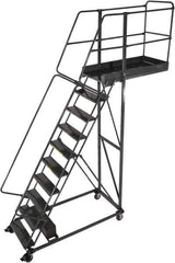 Ballymore - 142" 10 Step Cantilever Ladder - Rolling Work Platform, 300 Lb Capacity, 100" Platform Height, 32" Base Width x 71" Base Depth, Perforated Tread - Top Tool & Supply