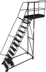 Ballymore - 192" 15 Step Cantilever Ladder - Rolling Work Platform, 300 Lb Capacity, 150" Platform Height, 40" Base Width x 103" Base Depth, Perforated Tread - Top Tool & Supply