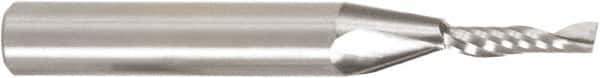 Amana Tool - 1/8" Cutting Diam x 1/2" Length of Cut, 1 Flute, Upcut Spiral Router Bit - Uncoated, Right Hand Cut, Solid Carbide, 2" OAL x 1/8" Shank Diam, 30° Helix Angle - Top Tool & Supply