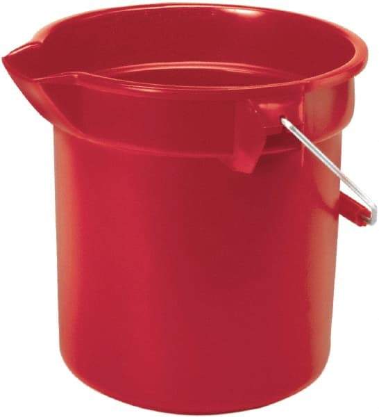 Rubbermaid - 10 Qt, 260.35mm High, High-Density Polyethylene Round Red Single Pail - Handle Included, 10-1/2" Top Diam - Top Tool & Supply