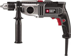 Porter-Cable - 120 Volt 1/2" Keyed Chuck Electric Hammer Drill - 0 to 52,700 BPM, 0 to 1,100 & 0 to 3,100 RPM, Reversible, Mid-Handle - Top Tool & Supply