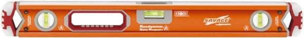 SAVAGE by SWANSON - Magnetic 24" Long 3 Vial Box Beam Level - Aluminum, Orange - Top Tool & Supply