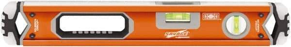 SAVAGE by SWANSON - 18" Long 3 Vial Box Beam Level - Aluminum, Orange - Top Tool & Supply