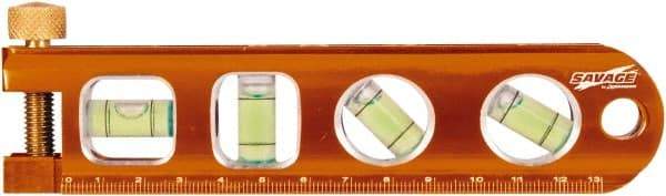 SAVAGE by SWANSON - Magnetic 9" Long 4 Vial Torpedo Level - Aluminum, Orange - Top Tool & Supply