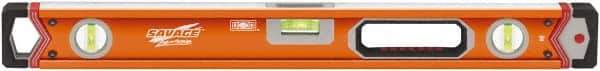 SAVAGE by SWANSON - 24" Long 3 Vial Box Beam Level - Aluminum, Orange - Top Tool & Supply