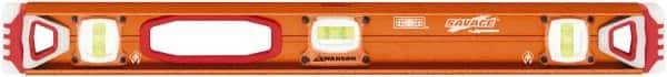 SAVAGE by SWANSON - Magnetic 24" Long 3 Vial I-Beam Level - Aluminum, Orange - Top Tool & Supply