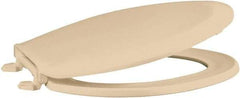 CENTOCO - 18.11 Inch Long, 1-3/4 Inch Inside Width, Polypropylene, Elongated, Closed Front with Cover, Toilet Seat - 14 Inch Outside Width, Residential Installation, Bone and Almond - Top Tool & Supply