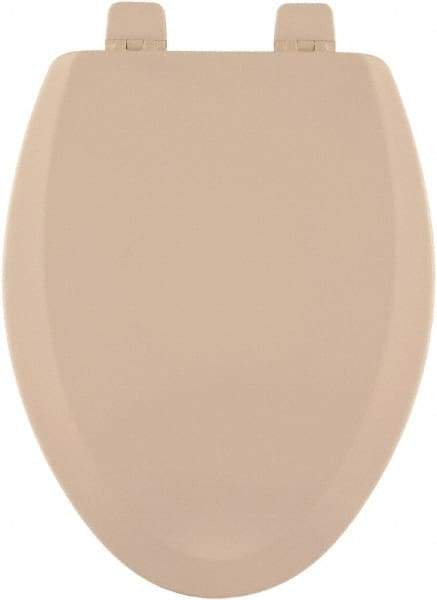 CENTOCO - 18.9 Inch Long, 2 Inch Inside Width, Polypropylene and Wood Plastic Composite, Elongated, Closed Front with Cover, Toilet Seat - 14 Inch Outside Width, Residential Installation, Bone and Almond - Top Tool & Supply