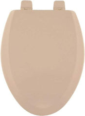 CENTOCO - 18.9 Inch Long, 2 Inch Inside Width, Polypropylene and Wood Plastic Composite, Elongated, Closed Front with Cover, Toilet Seat - 14 Inch Outside Width, Residential Installation, Bone and Almond - Top Tool & Supply