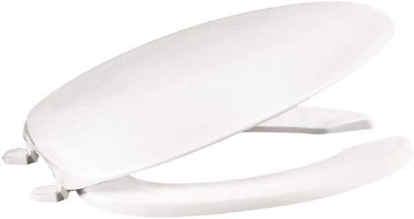 CENTOCO - 18-3/4 Inch Long, 2 Inch Inside Width, Polypropylene, Elongated, Open Front with Cover, Toilet Seat - 14 Inch Outside Width, Commercial, Hotel-Motel, Institutional Installation, White - Top Tool & Supply