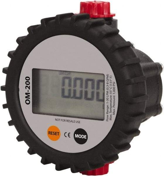 PRO-LUBE - 1/2" FNPT Port Oval Gear Flowmeter with Local Display - 1000 Max psi, 0.3 to 8 GPM, Aluminum - Top Tool & Supply