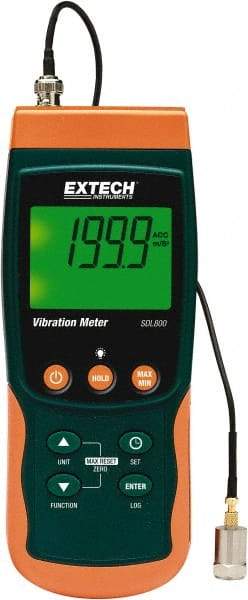 Extech - 10Hz to 1kHz (mm), LCD Vibration Meter Datalogger - 6 AA Batteries - Top Tool & Supply