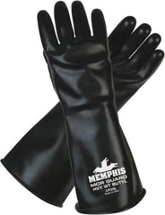 MCR Safety - Size S (7), 14" Long, 25 mil Thick, Butyl Chemical Resistant Gloves - Smooth Finish, Black - Top Tool & Supply