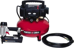 Porter-Cable - 0.80 HP, 2.6 SCFM at 90 psi CFM Pancake Nailer Combo Kit - 6 Gallon Tank, 10 Amp, 150 Max psi, 120V - Top Tool & Supply