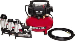 Porter-Cable - 0.80 HP, 2.6 SCFM at 90 psi CFM Pancake Finish/Brad Nailer, Stapler - 6 Gallon Tank, 10 Amp, 150 Max psi, 120V - Top Tool & Supply