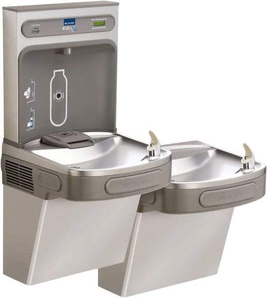 ELKAY - 8 GPH Cooling Capacity Barrier Free Wall Mounted Water Cooler & Fountain - Bottle Filling, 20 to 105 psi, 0.20 hp, Stainless Steel - Top Tool & Supply