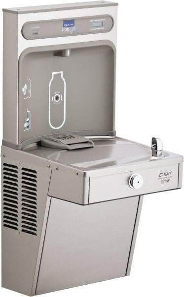 ELKAY - 8 GPH Cooling Capacity Barrier Free Wall Mounted Water Cooler & Fountain - Bottle Filling, 20 to 105 psi, 0.20 hp, Stainless Steel - Top Tool & Supply