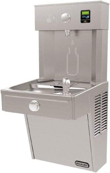 ELKAY - 8 GPH Cooling Capacity Barrier Free Wall Mounted Water Cooler & Fountain - Bottle Filling, 20 to 105 psi, 0.20 hp, Stainless Steel - Top Tool & Supply