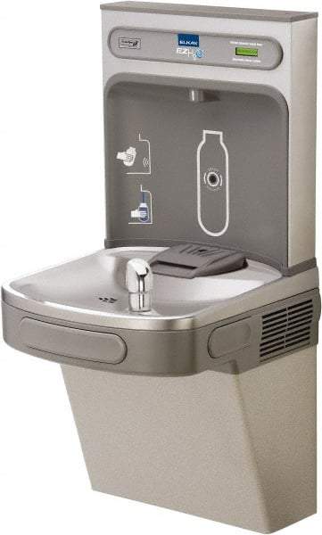 ELKAY - 8 GPH Cooling Capacity Barrier Free Wall Mounted Water Cooler & Fountain - Bottle Filling, 20 to 105 psi, 0.20 hp, Stainless Steel - Top Tool & Supply