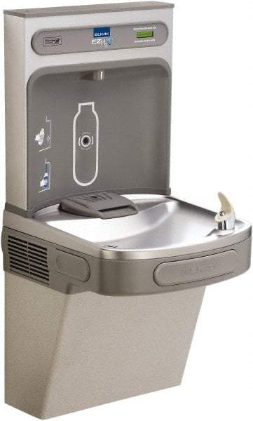 ELKAY - 8 GPH Cooling Capacity Barrier Free Wall Mounted Water Cooler & Fountain - Bottle Filling, 20 to 105 psi, 0.20 hp, Stainless Steel - Top Tool & Supply