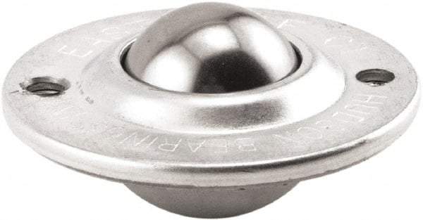 Hudson Bearing - 1 Inch Diameter, Round, Stainless Steel Ball Transfer - 2-1/4 Inch Overall Diameter, 3/4 Inch Mount Height, 75 Lb. Capacity - Top Tool & Supply