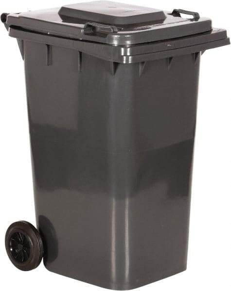 Vestil - 64 Gal Gray Rectangle Trash Can - Polyethylene, None Graphic, 39-15/16" High x 28-1/2" Long x 23-1/2" Wide, Lid Included - Top Tool & Supply