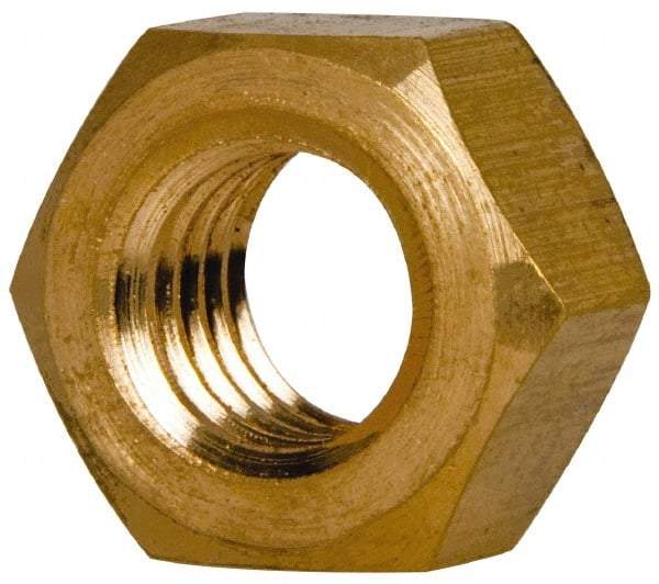 Value Collection - 7/16-14 UNC Brass Right Hand Hex Nut - 11/16" Across Flats, 3/8" High, Brass Finish - Top Tool & Supply