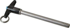 Jergens - 3/8" Diam, 4" Usable Length, T Handle, Push Button Quick Release Pin - 5-7/8" Overall Length, Grade 17-4 Stainless Steel, Passivated Finish - Top Tool & Supply